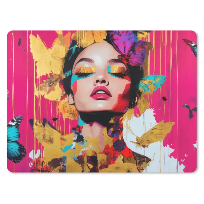 Vrouw - Abstract - Kleurrijk muismat rubber klein -3d
