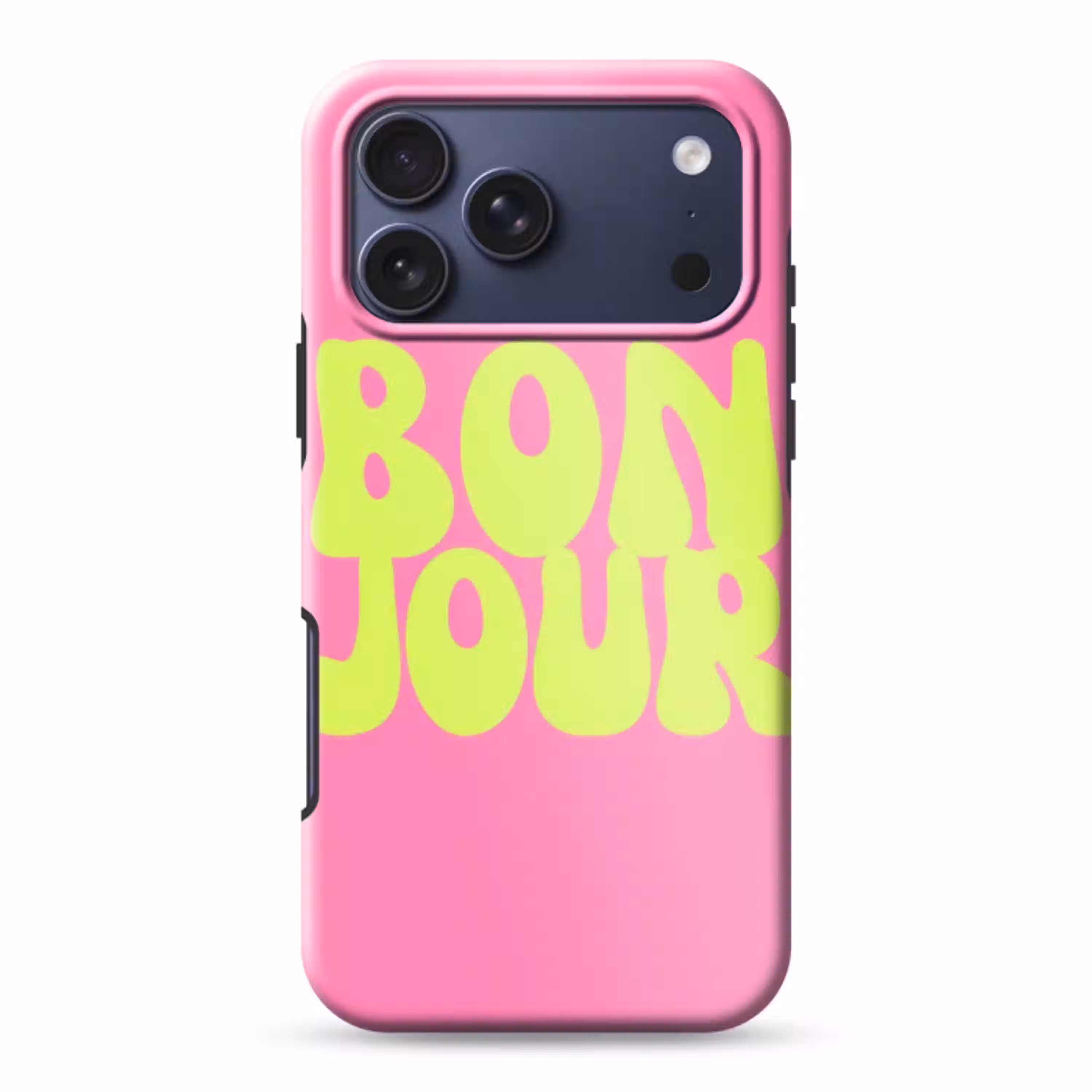 Bonjour - Roze - Fel groen Toughcase MagSafe Apple iPhone 17 Pro Max klein -3d