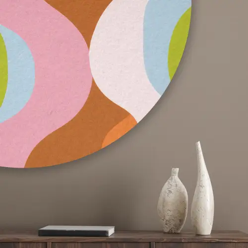 Abstract - Vormen - Roze Akoestische PET Vilt - Rond klein -sfeer5_closeup