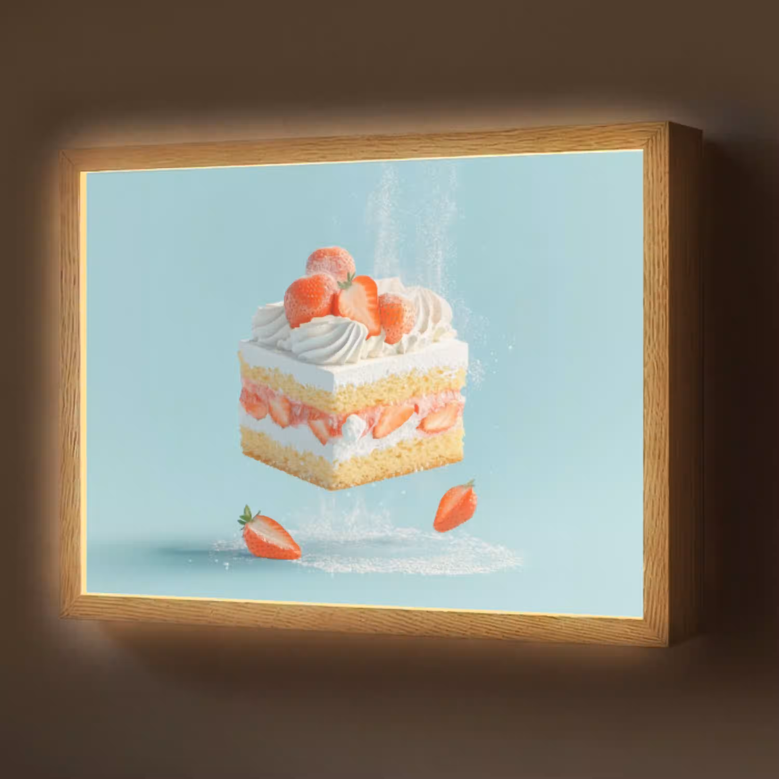 Slagroom - Taart - Blauw - Eten Light Box met batterij (Wandlamp) middel -z3d_website