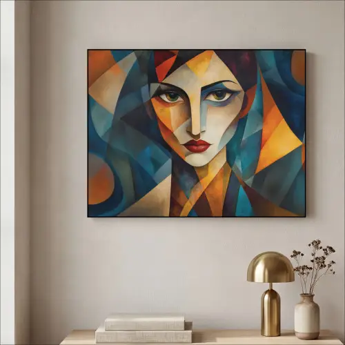 Portret - Abstract - Vormen Textielframe - compleet frame klein -sfeer2