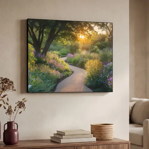 Pad - Bloemen - Park Textielframe zwart klein -sfeer3