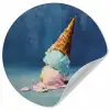 Ijshoorn - Bolletjes - Smelt - Roze Wandcirkel behangsticker klein -3d