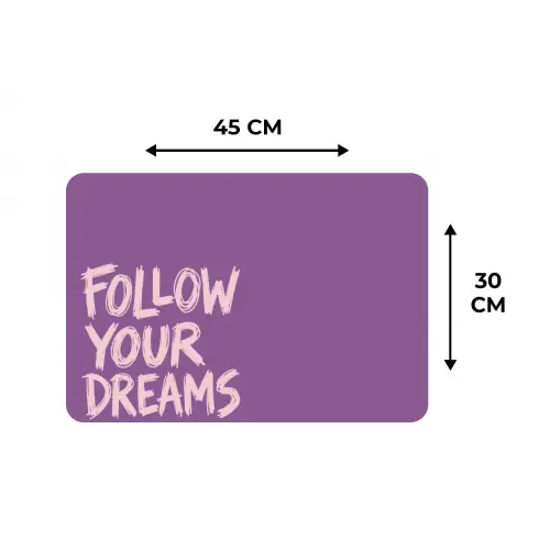 Follow your dreams - Paars - Penseeltextuur Placemat vinyl groot -specs