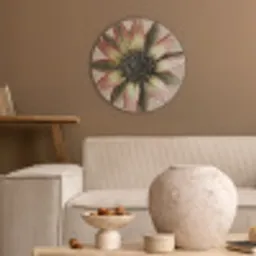 Droogbloem - Protea - Vintage - Beige - Rustiek Akoestische PET Vilt - Rond klein -sfeer1