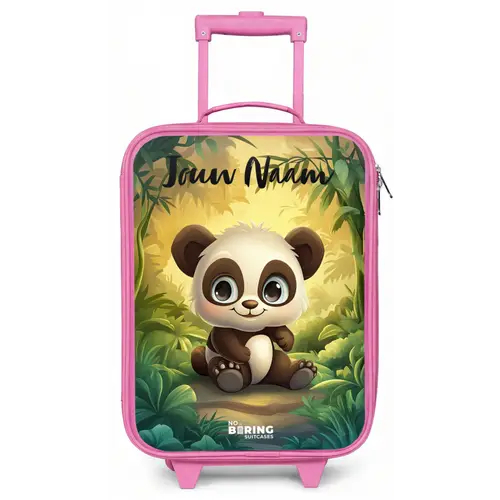 Panda - Bamboebos - Groen Kinderkoffer - Roze klein -zz3dotto