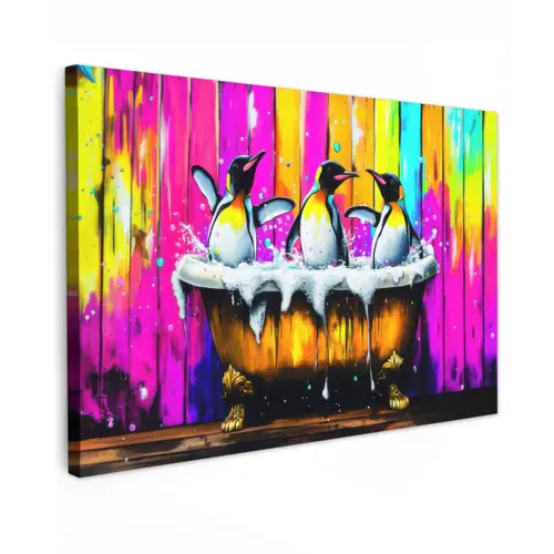Pinguïns - Badkuip - Kleurrijk - Schuim canvas 2cm klein -z3d