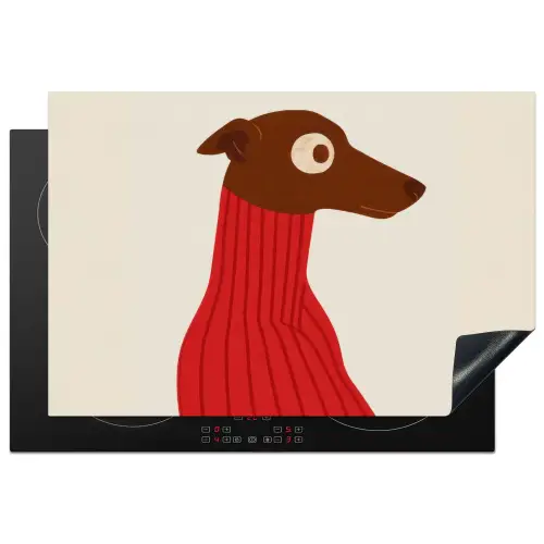 Silhouet - Hond - Trui - Rood Inductie beschermer vinyl 3mm klein -3d