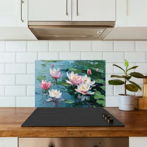 Waterlelies - Bloemen - Roze - Water keuken achterwand spatscherm klein -sfeer2