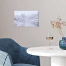 Rivier - Sneeuw - Bos - Winter - Schilderachtig poster papier klein -sfeer3