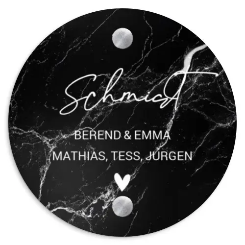 Marmer - Sierlijk Naambord Rond klein -3d