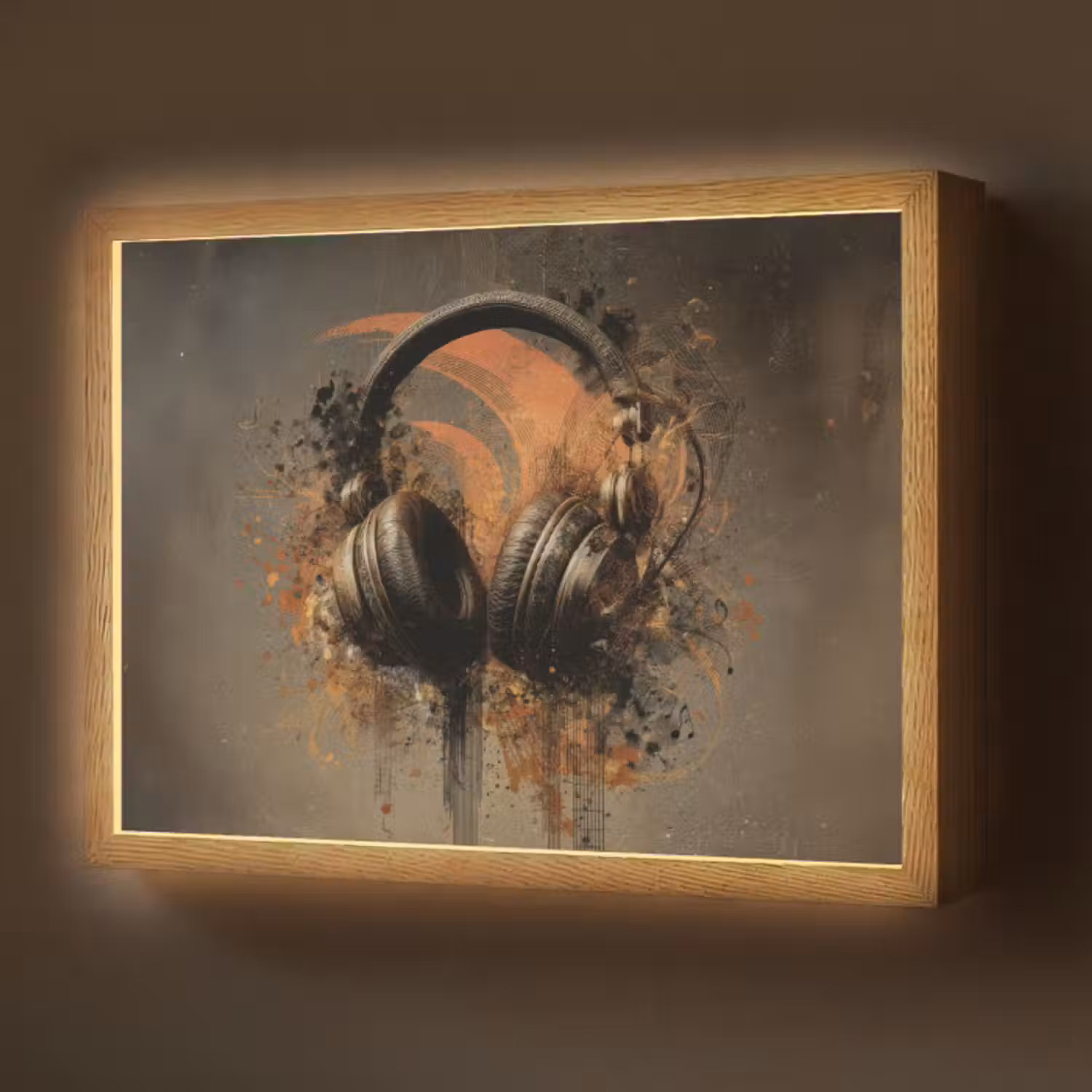 Lightbox - Wandlamp - Koptelefoon - Bruin - Verf - Vintage