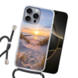 Strand - Zonsondergang - Natuur - Landschap Hoesje iPhone 16 Pro Max met koord klein -sfeer1