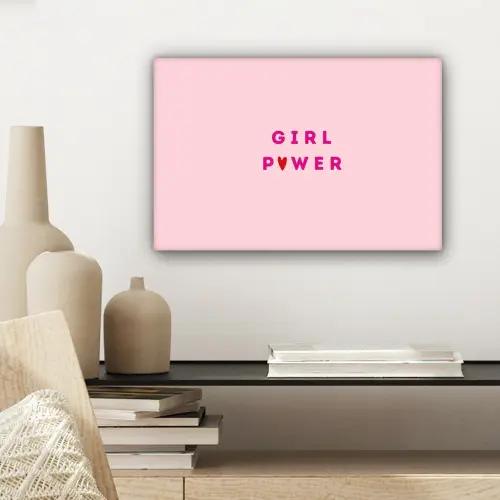 Girl power - Roze - Hartje canvas 2cm klein -sfeer6