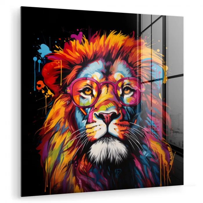 Graffiti - Leeuw - Bril - Zwart plexiglas 5mm klein -zzzproduct_nieuw