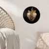 Aardbei - Goud - Zwart - Chrome Wandcirkel behangsticker klein -sfeer4