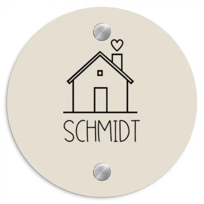 Huis illustratie - Modern Naambord Rond klein -3d
