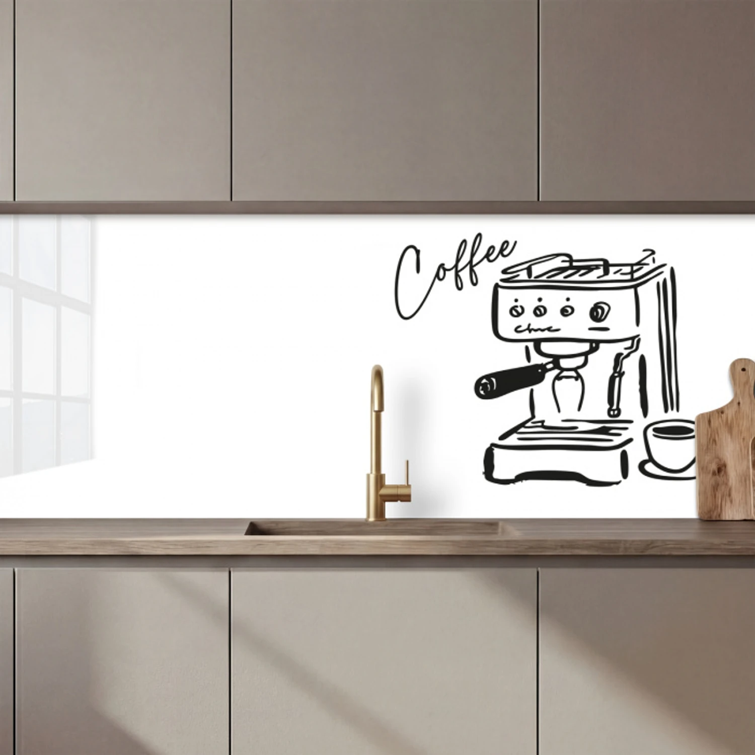 Espressomachine - Zwart - Wit keuken achterwand 2 middel zz_3dshopping