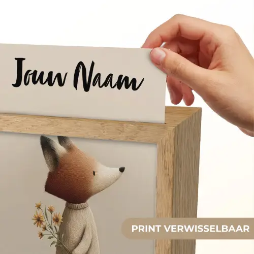 Vos - Gele bloemen - Minimalistisch Light Box met kabel (Kinderlampje) klein -USP_websiteprintNL