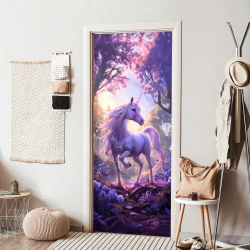 Eenhoorn - Paars - Sprookje - Fantasy dier deurposter klein -sfeer6