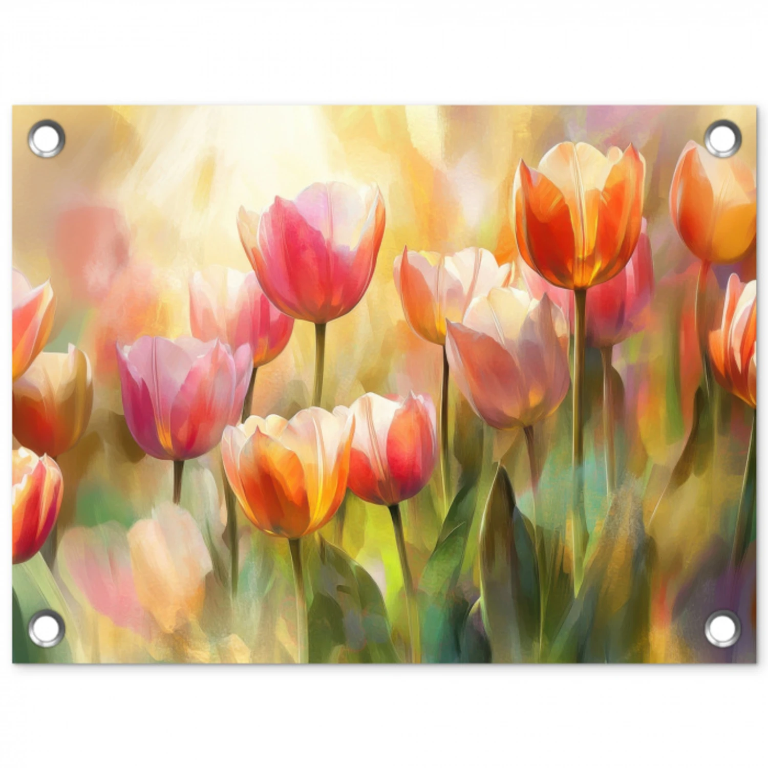 Tulpen - Sprookjesachtig - Kleurrijk tuinposter los doek klein -3d