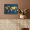 Wereldkaart - Goud - Donkerblauw PET vilt klein -sfeer4