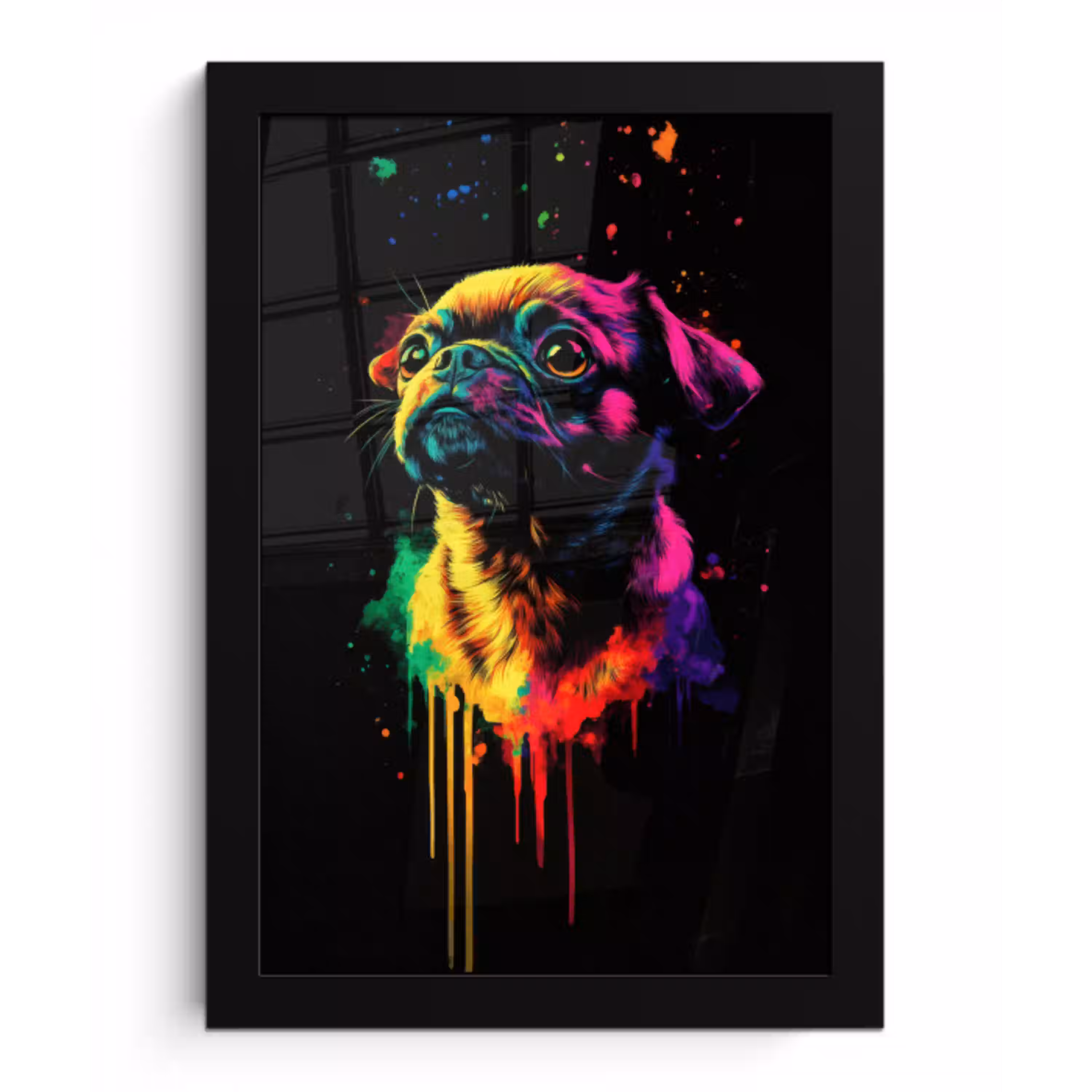 Puck - Hond - Verf - Kleuren fotolijst zwart zonder passe partout klein -3d