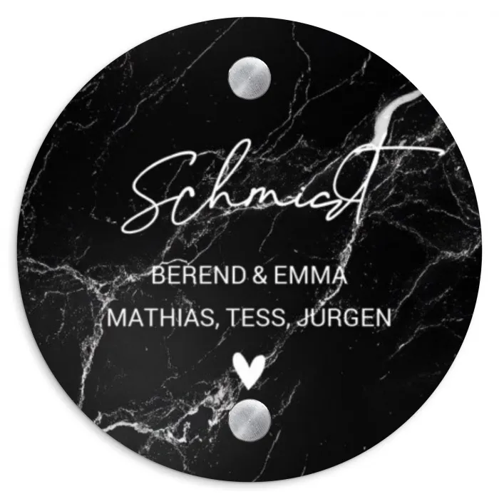 Marmer - Sierlijk Naambord Rond klein -3d