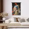 Meisje met de parel - Johannes Vermeer - Bloemen Wandkleed katoen klein -sfeer1