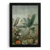 Tropisch bladerdek - Vlinders - groen - Bruin fotolijst zwart zonder passe partout klein -3d
