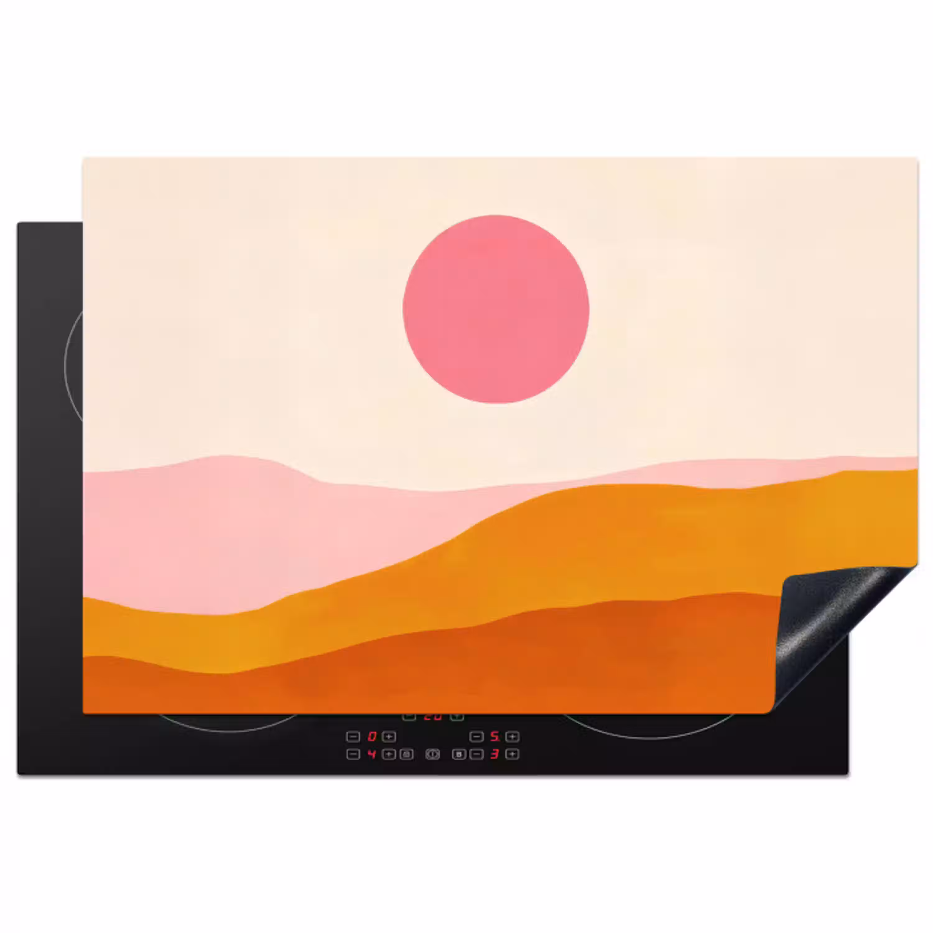 Zon - Heuvels - Abstract - Roze Inductie beschermer vinyl 3mm klein -3d