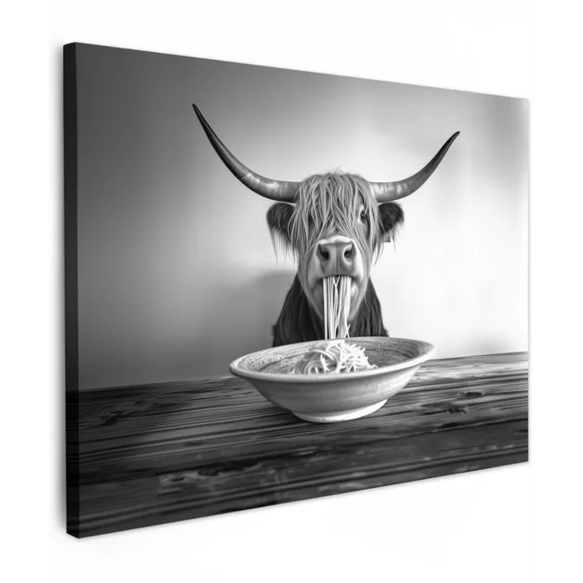 Canvas Print - Scottish Highlander - Spaghetti - Animals - Black and white