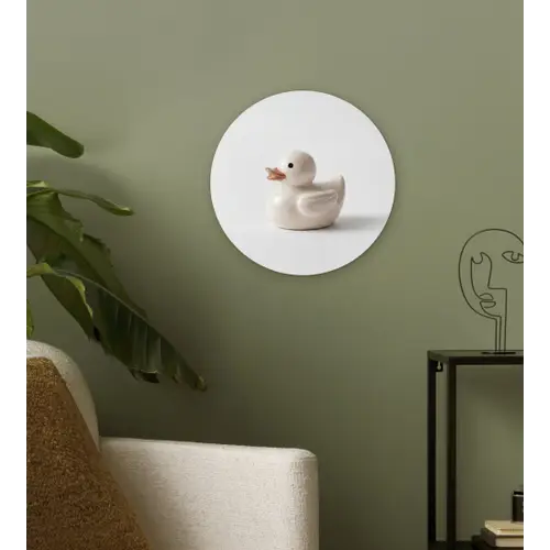 Badeend - Minimalistisch - Wit Wandcirkel kunststof plaat 5mm dik klein -sfeer3