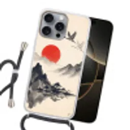 Oosters - Kraanvogels - Landschap Hoesje iPhone 16 Pro Max met koord klein -sfeer1