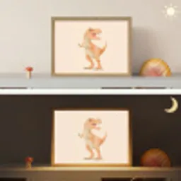 Dino - T-Rex - Oranje Light Box met batterij (Wandlamp kind) middel -sfeer3_kind