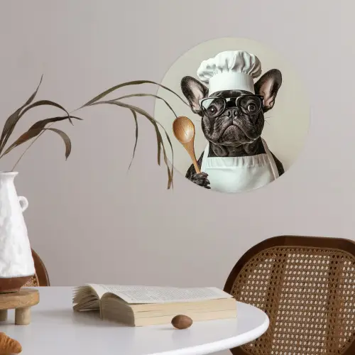Bril - Hond - Kok Wandcirkel behangsticker klein -sfeer3