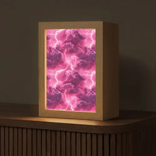 Roze - Onweer - Wolken Light Box met kabel (Tafellamp) klein 925 -z3d_website