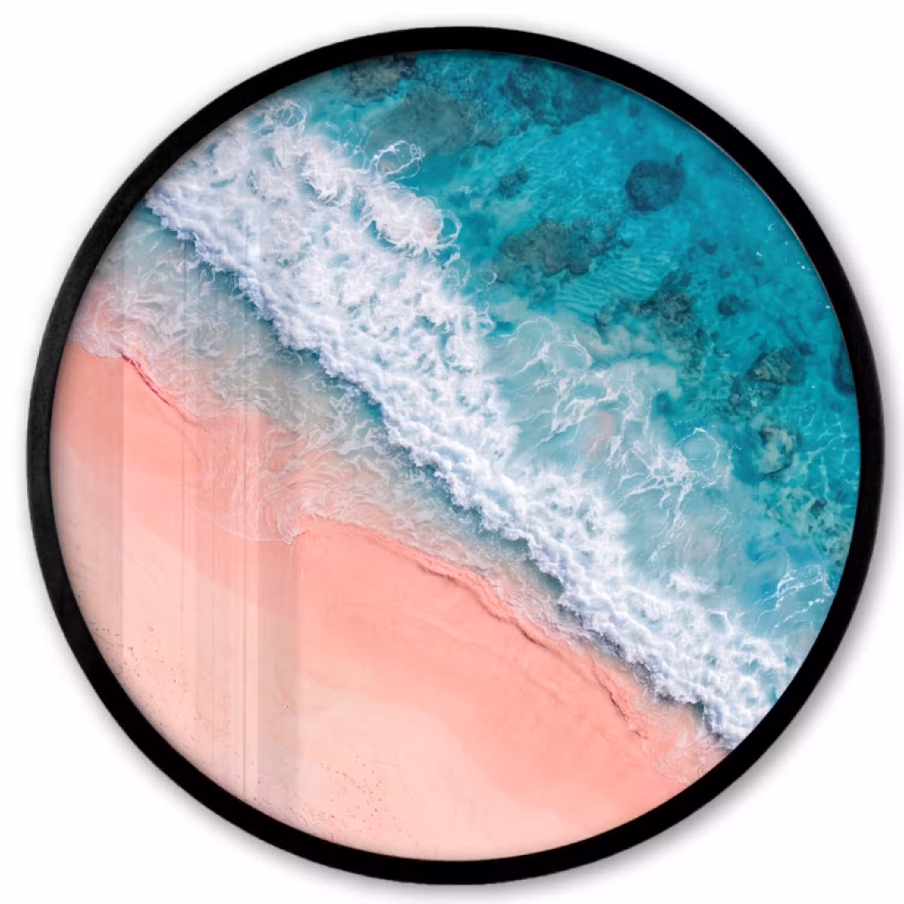 Strand - Oceaan - Golven - Roze Zand - Natuur Fotolijst rond zonder passe partout klein -3d