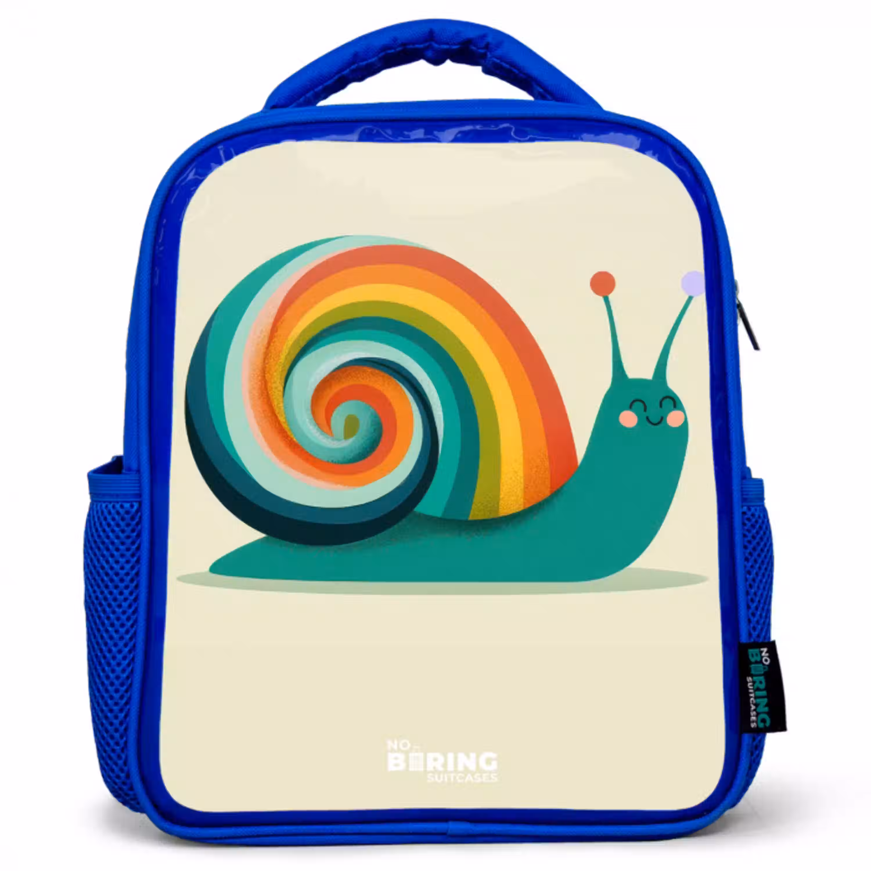 Slak - Regenboog - Kleurrijk Kinderrugzak - Blauw middel -3d