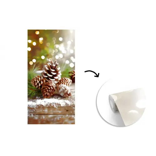 Dennenappels - Kerstsfeer - Bruin - Groen fotobehang vinyl groot -3d