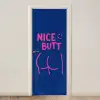Brutaal - Grappig - Blauw deurposter klein -3d_beige