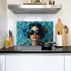 Vrouw - Bloemen - Vlinders - Blauw - Abstract Inductie beschemer met haakjes klein -sfeer2