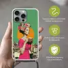 Retro - Vrouw - Stad - Zon Hoesje iPhone 16 Pro Max met koord klein -sfeer2_NL