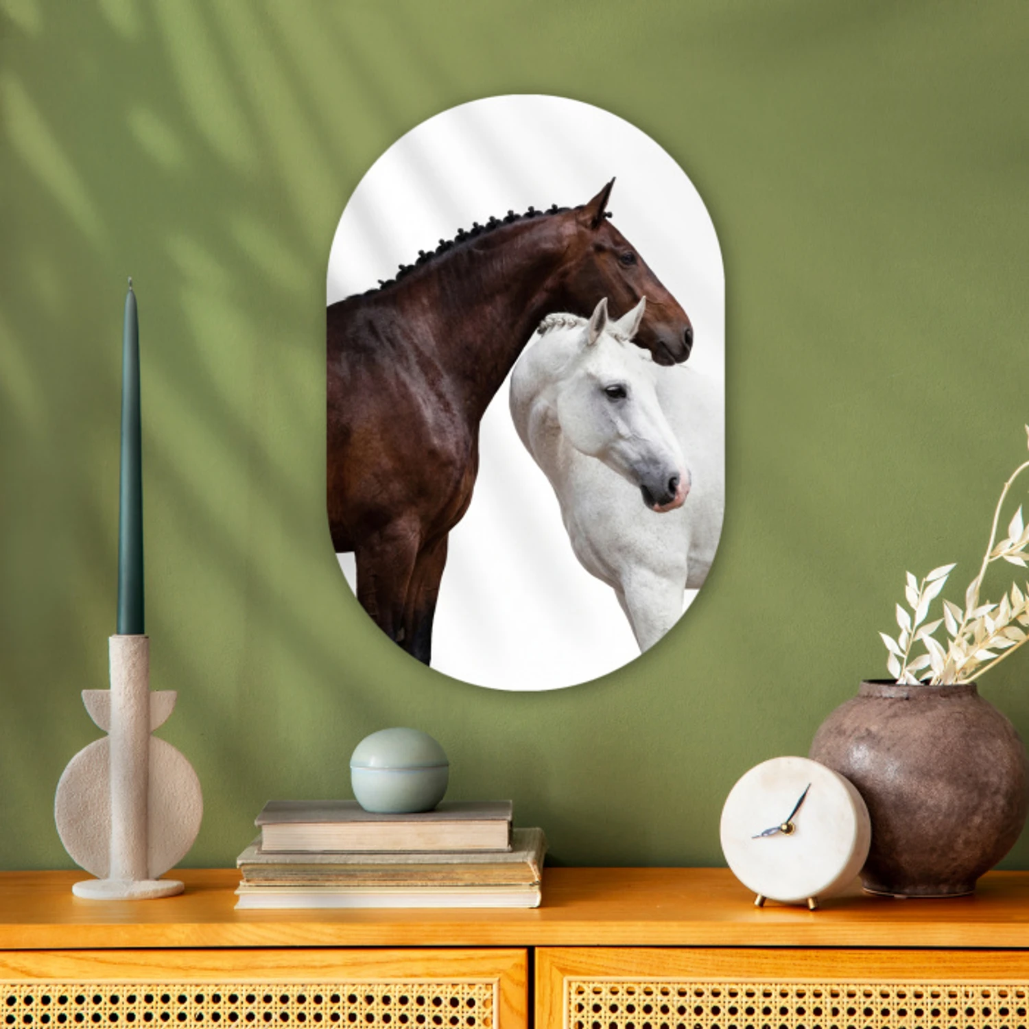 Paard - Modern - Balans Wandcirkel Ovaal Forex klein -sfeer2