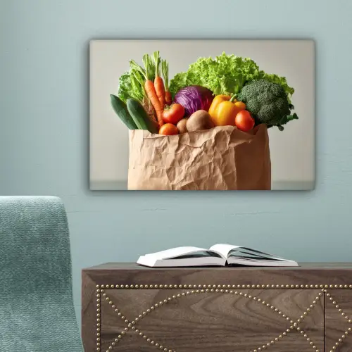 Papieren - Boodschappen - Groente - Kleurrijk canvas 2cm klein -sfeer4