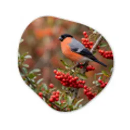 Goudvink - Bessen - Herfst - Natuur - Kleurrijk Wandcirkel Organisch Aluminium middel -3d
