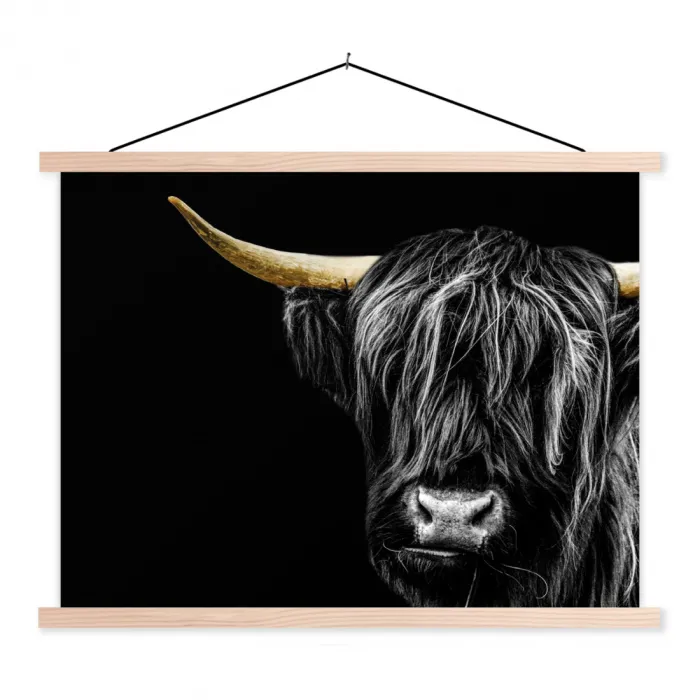 Schotse hooglander - Goud - Vacht - Dieren - Koe textielposter latten blank klein -3d