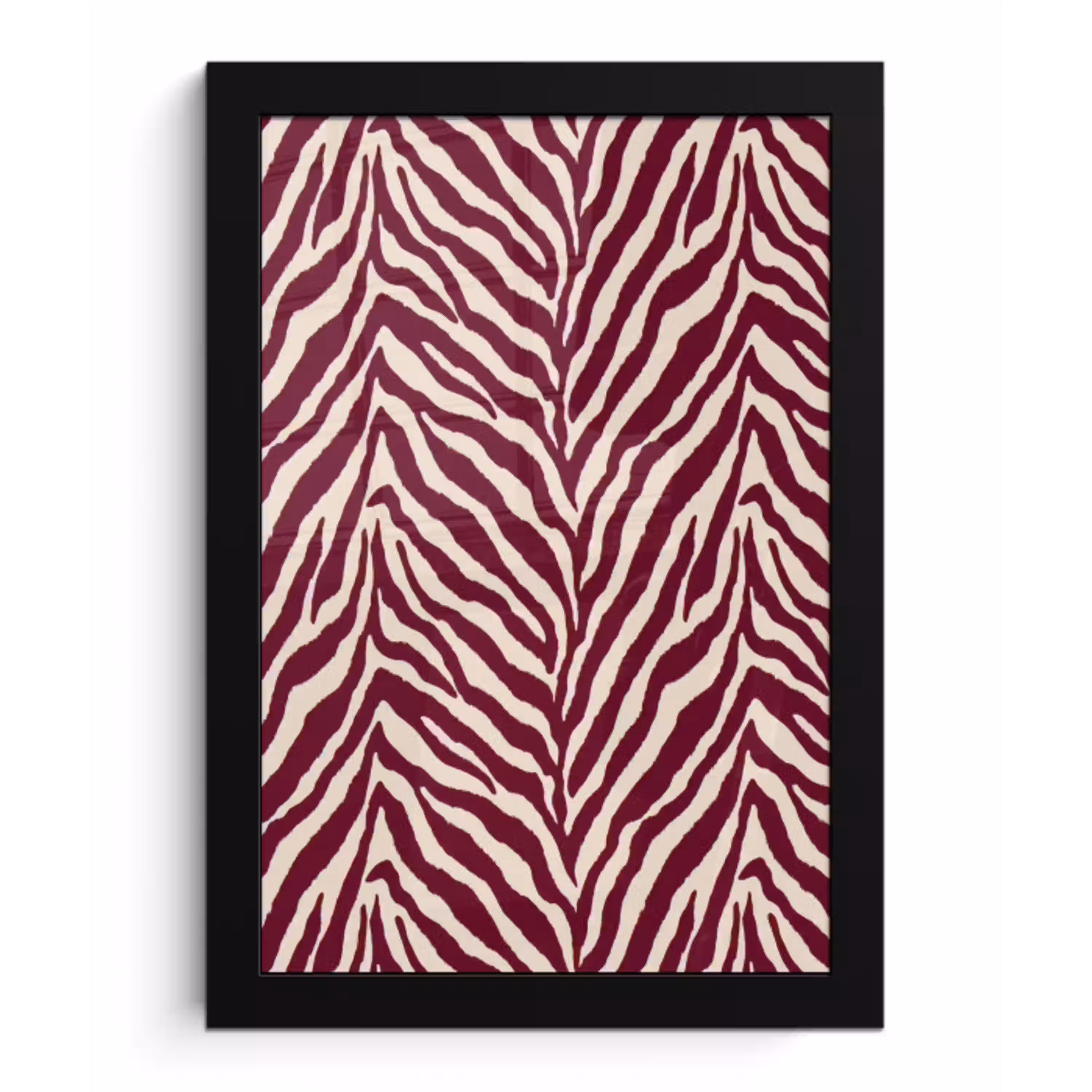 Zebra - Motief - Bordeaux - Rood fotolijst zwart zonder passe partout klein 224 -3d