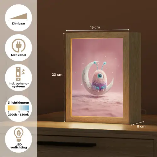 Maan - Monster - Roze Light Box met kabel klein -USP_NL