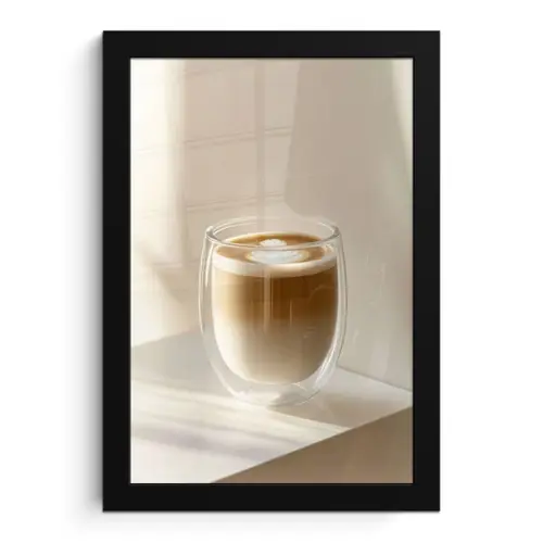 Mok - Latte - Minimalistisch - Schaduw fotolijst zwart zonder passe partout klein -3d